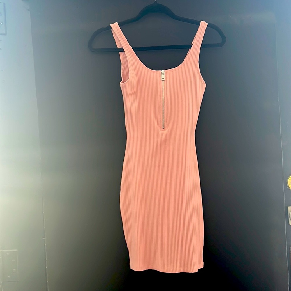 Makers of dreams rose colored half zip bodycon dress